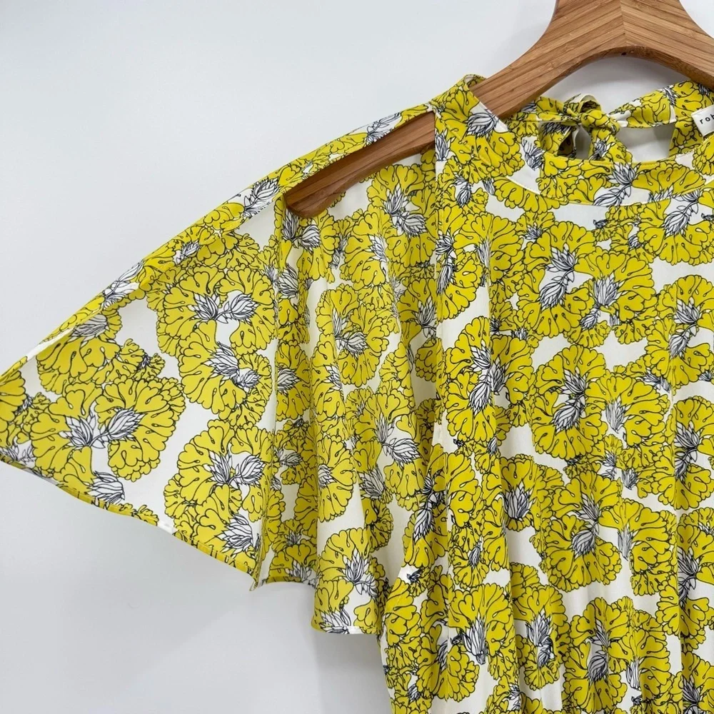 Robert Rodriguez Dania Yellow Floral Midi Dress Size 6